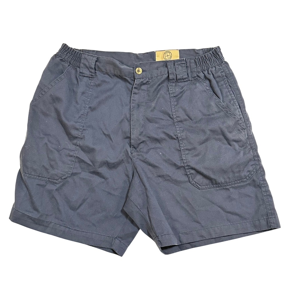 Vintage Mens Navy Blue Cargo Short Elastic Waist Style 062 Size‎ 34 Dad Gorpcore